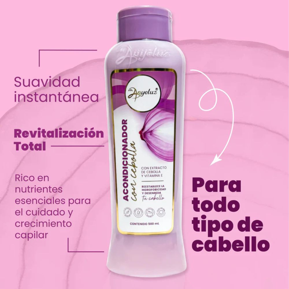 Acondicionador con Cebolla y Vitamina E 500ml Anyeluz – Suavidad instantánea y revitalización total