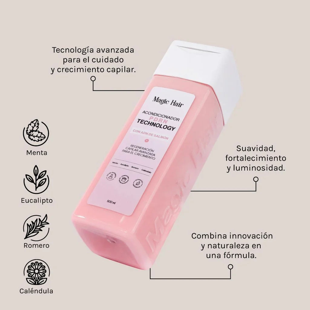 Acondicionador Magic Hair PDRN Technology con ADN de salmón de 500 ml, con menta, eucalipto, romero y caléndula