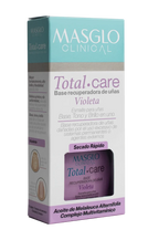 Base Recuperadora de Uñas Total Care Violeta 13.5 ml – Masglo Clinical — envase del producto, vista 3