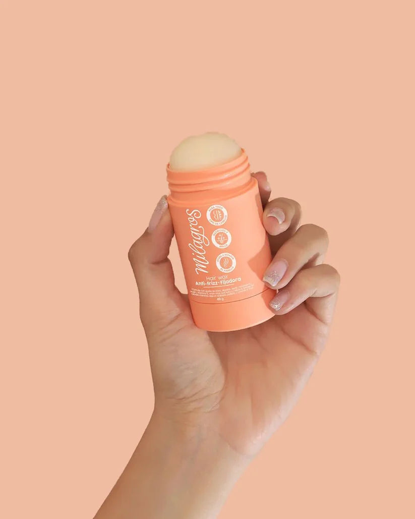 Hair Wax Anti-Frizz Fijador 49 g Milagros – envase stick salmón, control de frizz y baby hairs