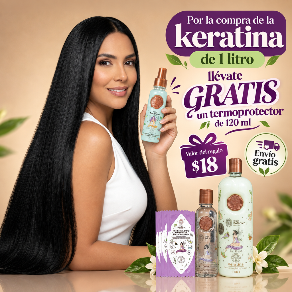 Keratina Orgánica 1 Litro – Origen Botánico — envase del producto, vista 2