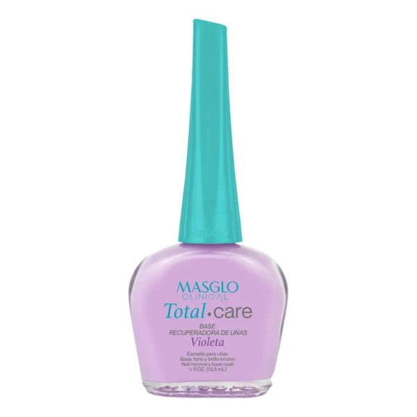 Base Recuperadora de Uñas Total Care Violeta 13.5 ml – Masglo Clinical — envase del producto