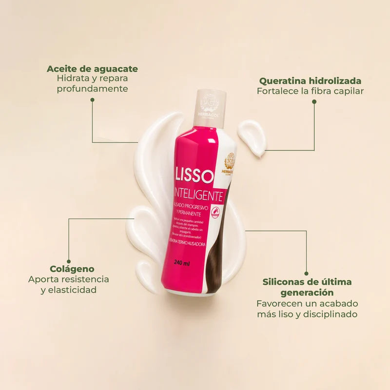 Tratamiento Lisso Inteligente 240 ml – Keratina Termoalisadora Herbacol