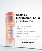 Miel para el Cabello Click Hair 50ml con aceite de macadamia y argán, rodeada de flores