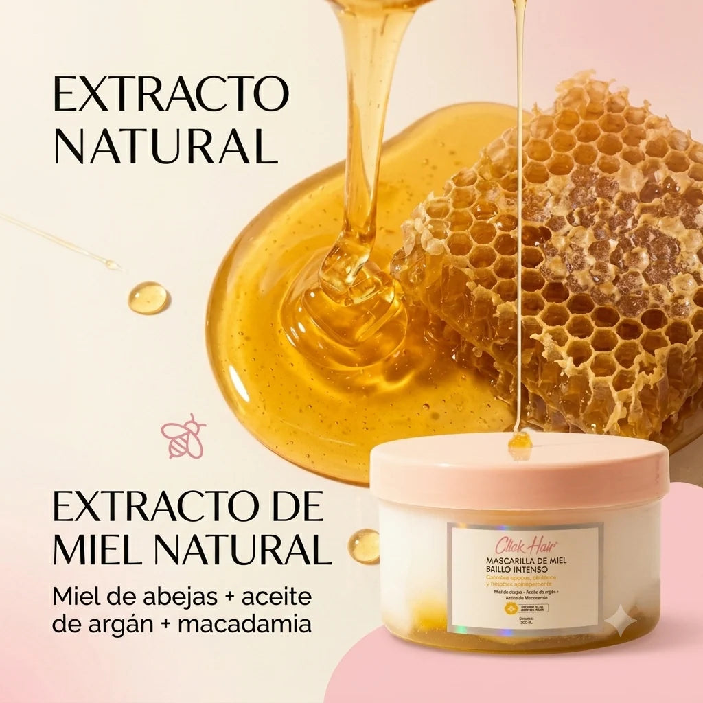 Modo de uso de la Mascarilla de Miel Click Hair: aplicar, dejar actuar de 10 a 15 minutos y enjuagar