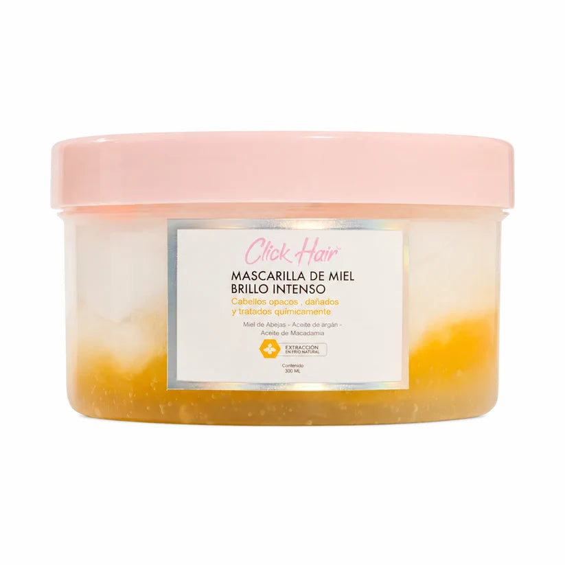 Mascarilla de Miel Brillo Intenso 300ml de Click Hair con caja y espátula