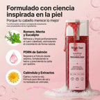 Gráfico promocional de resultados observados en apariencia del cabello, caspa y exceso de grasa con Shampoo PDRN Magic Hair