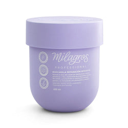 Mascarilla Capilar Profesional Reparación Intensiva Milagros 450ml – frasco lila, vista frontal sobre fondo blanco