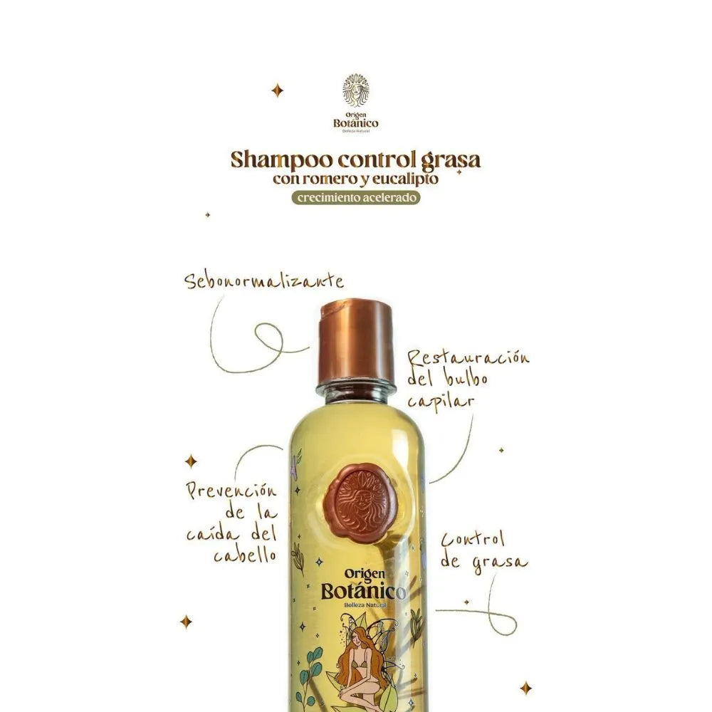 Shampoo Control Grasa Romero y Eucalipto 400ml – Origen Botánico