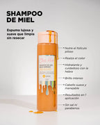 Shampoo de Miel Click Hair 300ml con beneficios de nutrición, hidratación, brillo y control del frizz