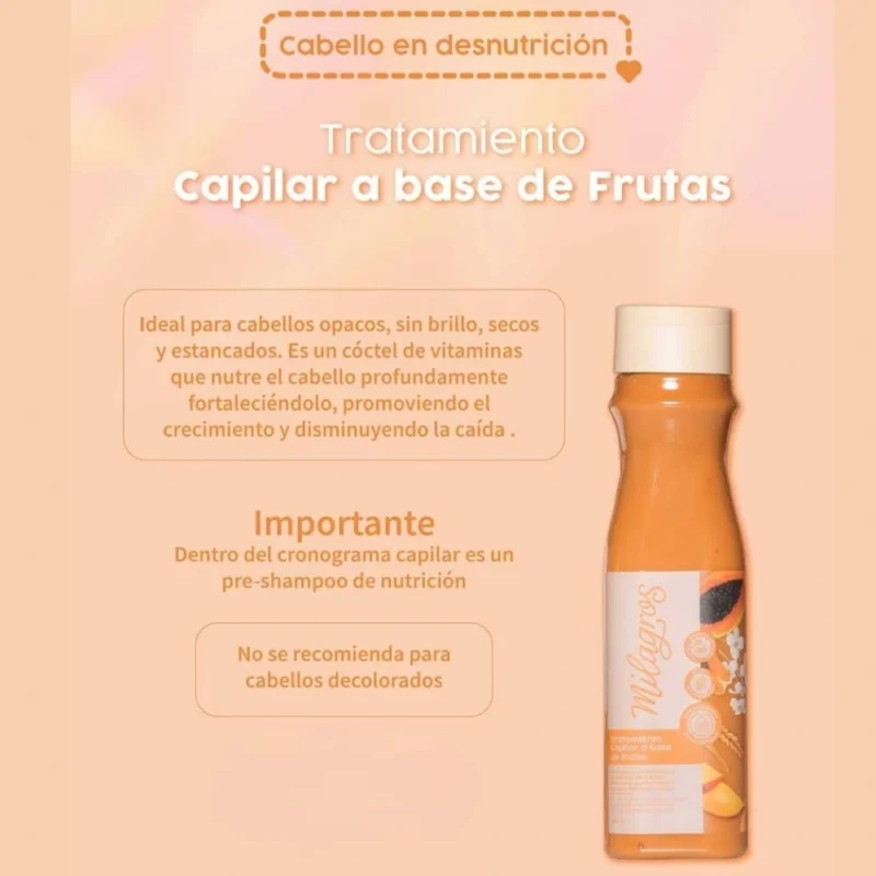 Tratamiento Capilar de Frutas 500ml Milagros - Imagen 3