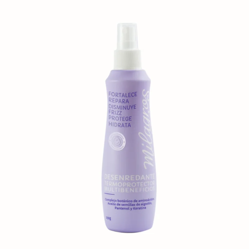 Botella de 250 gr de desenredante termoprotector para el cabello Milagros, ideal para desenredar, proteger del calor y reducir el frizz