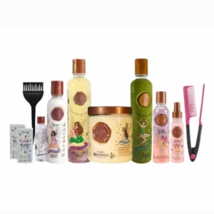 Imagen del Kitx6 de la línea Ritual Botánico, exclusivo de KeraTwins. Incluye seis productos capilares enfocados en alisado, reparación y crecimiento del cabello, siendo la Keratina Orgánica sin formol el producto principal. Se destacan dos obsequios extra para facilitar la aplicación en casa. El kit está diseñado para dejar el cabello suave, sano y con un aspecto más bonito. También se indica que el tratamiento puede cambiar el tono en cabellos decolorados. Incluye envío gratis.