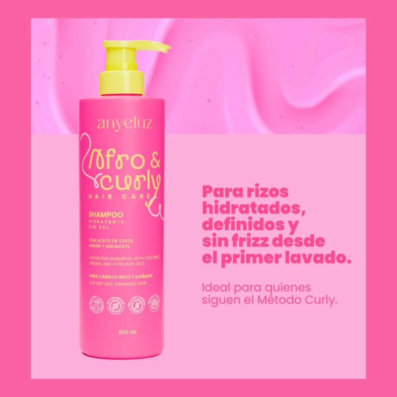 Shampoo Hidratante Afro & Curly 600ml ANYELUZ - Imagen 2