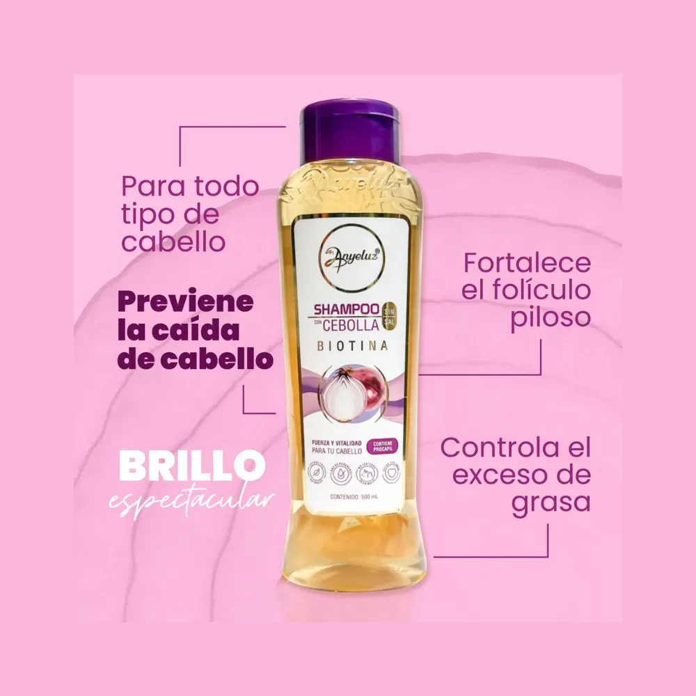 Shampoo de Cebolla Anyeluz 500ml crecimiento y fortalecimiento capilar