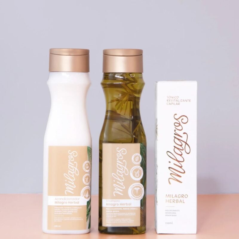 Kit Control Grasa y Crecimiento Milagros – Shampoo, acondicionador y tónico herbal 3 pack