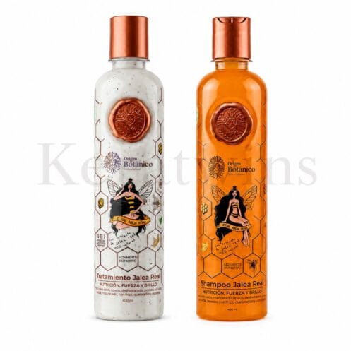 Nuevo Dúo Jalea Real Origen Botánico 400 ml shampoo y tratamiento nutritivo para cabello seco y maltratado